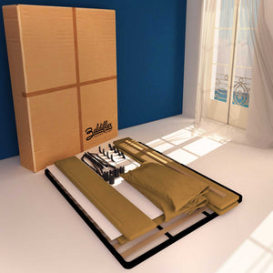 Letto contenitore piazza e mezza in ecopelle sfoderabile nocciola Baldiflex Licia Soft cartone