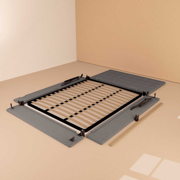 Letto contenitore una piazza e mezza in tessuto grigio Baldiflex Dublino struttura