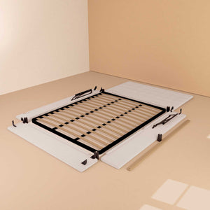 Letto contenitore una piazza e mezza in tessuto grigio chiaro Baldiflex Dublino struttura