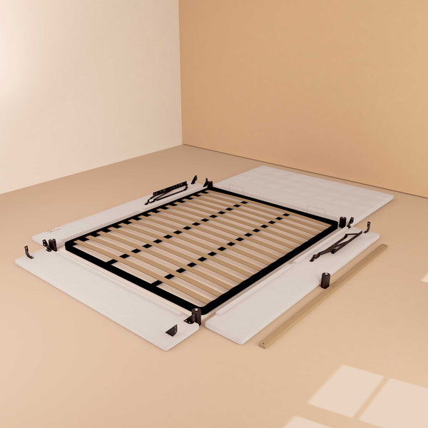 Letto contenitore una piazza e mezza in tessuto grigio chiaro Baldiflex Dublino struttura