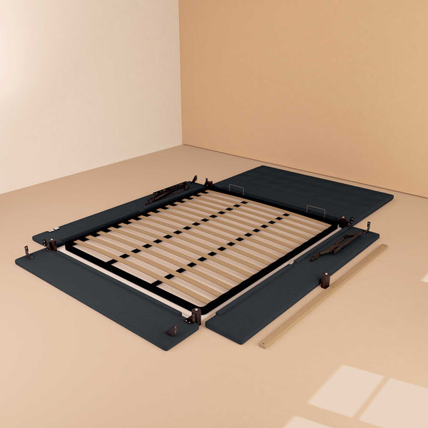 Letto contenitore una piazza e mezza in tessuto grigio grafite Baldiflex Dublino struttura