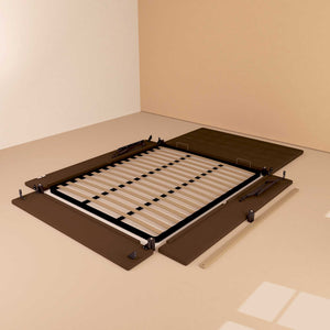 Letto contenitore una piazza e mezza in tessuto marrone Baldiflex Dublino struttura