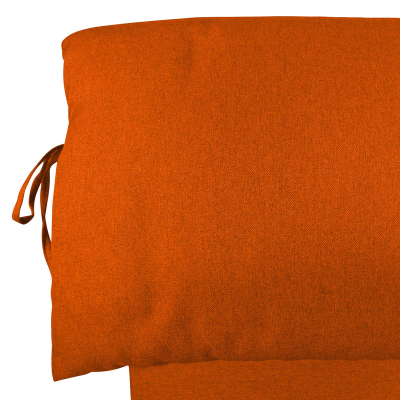 Letto contenitore una piazza e mezza in tessuto sfoderabile arancione Licia Soft Baldiflex testata