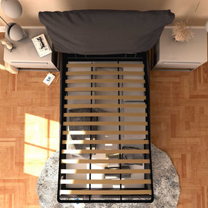 Letto contenitore una piazza e mezza in tessuto sfoderabile caffè Licia Soft Baldiflex dall'alto