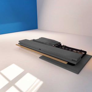 Letto contenitore una piazza e mezza in tessuto sfoderabile grigio antracite Baldiflex Licia Soft struttura