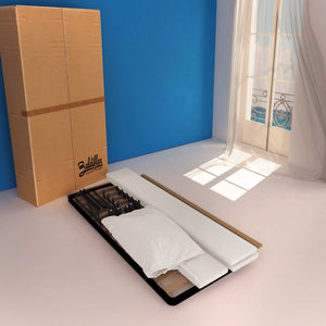 Letto contenitore una piazza e mezza in tessuto sfoderabile grigio chiaro Baldiflex Licia Soft cartone