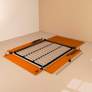 Letto contenitore singolo in ecopelle arancione Baldiflex Dublino struttura