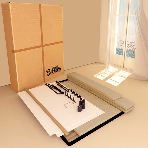 Letto contenitore singolo in ecopelle beige Baldiflex Dublino scatola