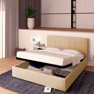 Letto contenitore singolo in ecopelle beige Baldiflex Dublino