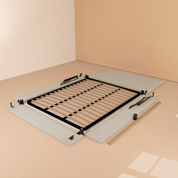 Letto contenitore singolo in ecopelle beige chiaro Baldiflex Dublino struttura