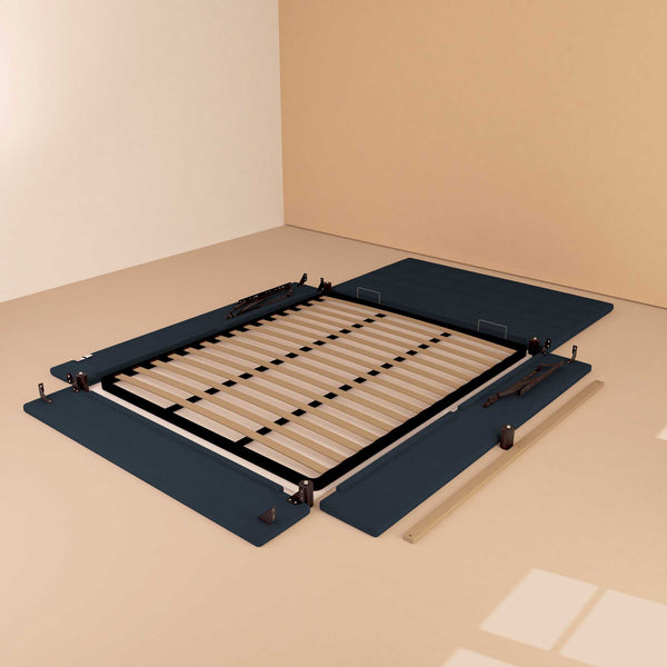 Letto contenitore singolo in ecopelle blu notte Baldiflex Dublino struttura