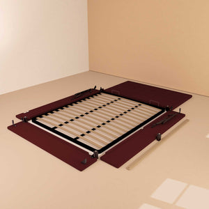 Letto contenitore singolo in ecopelle bordeaux Baldiflex Dublino struttura