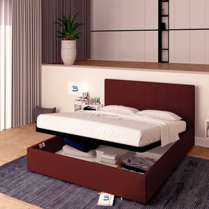 Letto contenitore singolo in ecopelle bordeaux Baldiflex Dublino