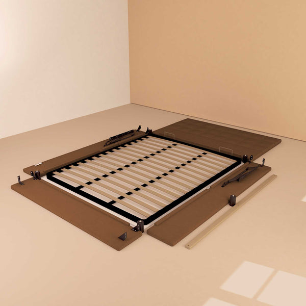 Letto contenitore singolo in ecopelle caffè Baldiflex Dublino struttura