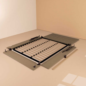 Letto contenitore singolo in ecopelle grigio talpa Baldiflex Dublino struttura