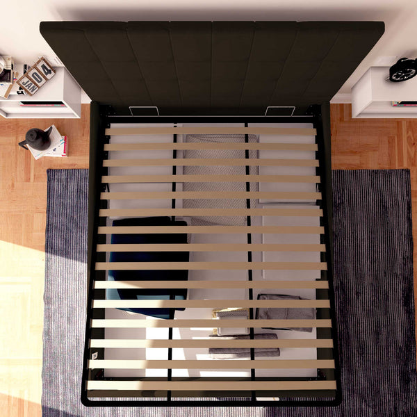 Letto contenitore singolo in ecopelle marrone scuro Baldiflex Dublino alto