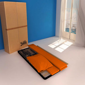 Letto contenitore singolo in ecopelle sfoderabile arancione Baldiflex Licia Soft cartone