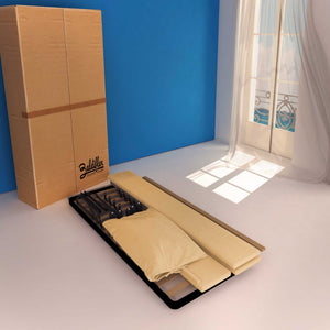 Letto contenitore singolo in ecopelle sfoderabile beige Baldiflex Licia Soft cartone