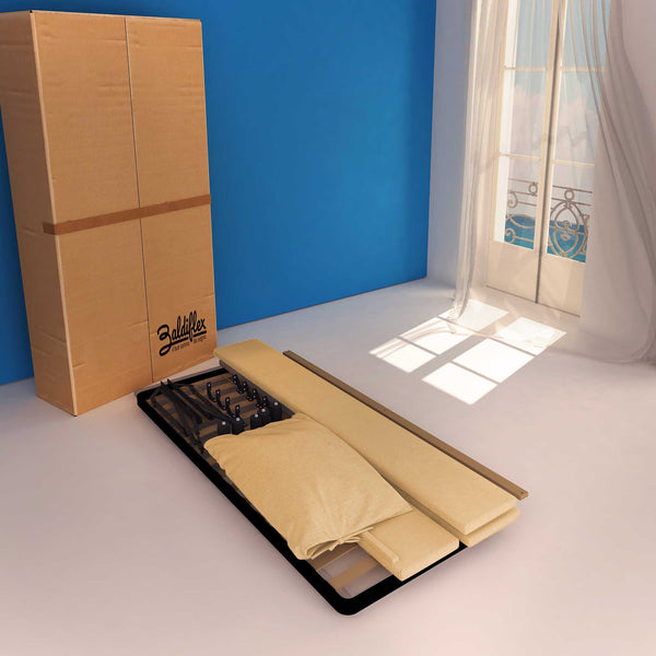 Letto contenitore singolo in ecopelle sfoderabile beige Baldiflex Licia Soft cartone