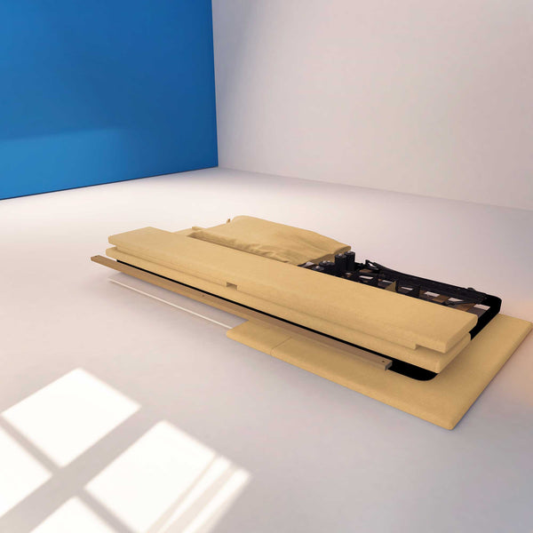 Letto contenitore singolo in ecopelle sfoderabile beige Baldiflex Licia Soft struttura