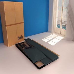 Letto contenitore singolo in ecopelle sfoderabile blu notte Baldiflex Licia Soft cartone