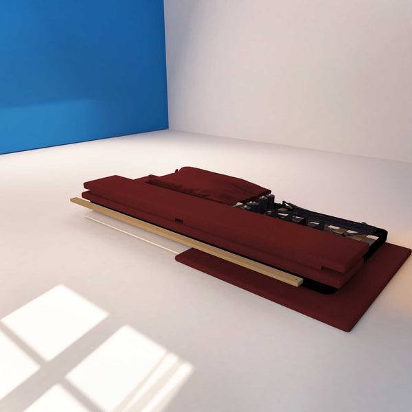 Letto contenitore singolo in ecopelle sfoderabile bordeaux Baldiflex Licia Soft struttura