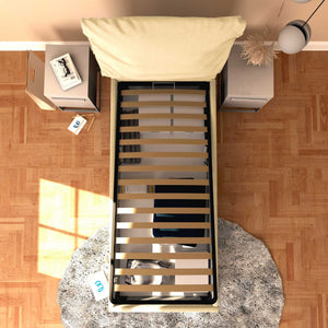 Letto contenitore singolo in ecopelle sfoderabile crema Baldiflex Licia Soft dall'alto