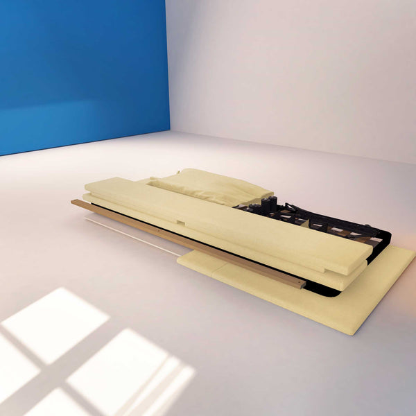 Letto contenitore singolo in ecopelle sfoderabile crema Baldiflex Licia Soft struttura