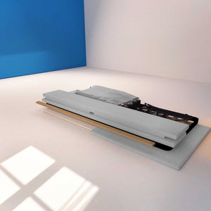 Letto contenitore singolo in ecopelle sfoderabile grigio chiaro Baldiflex Licia Soft struttura