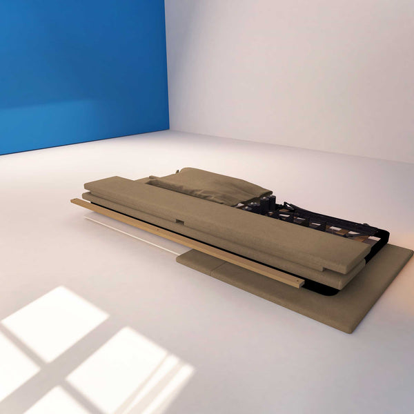 Letto contenitore singolo in ecopelle sfoderabile grigio talpa Baldiflex Licia Soft struttura