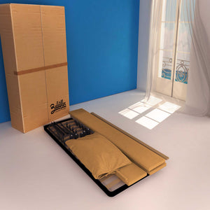 Letto contenitore singolo in ecopelle sfoderabile marrone chiaro Baldiflex Licia Soft cartone