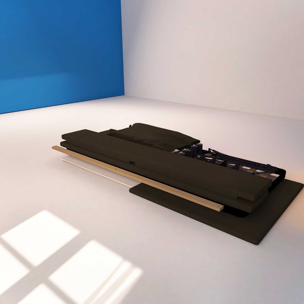 Letto contenitore singolo in ecopelle sfoderabile marrone scuro Baldiflex Licia Soft struttura