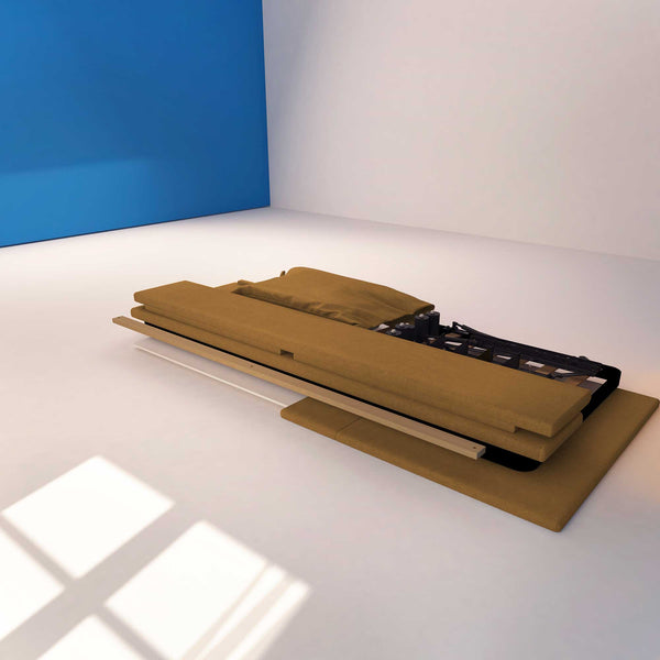 Letto contenitore singolo in ecopelle sfoderabile nocciola Baldiflex Licia Soft struttura