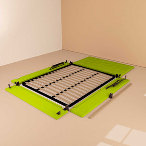 Letto contenitore singolo in ecopelle verde mela Baldiflex Dublino struttura