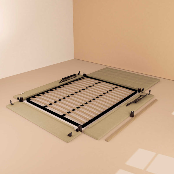 Letto contenitore singolo in tessuto cammello Baldiflex Dublino struttura