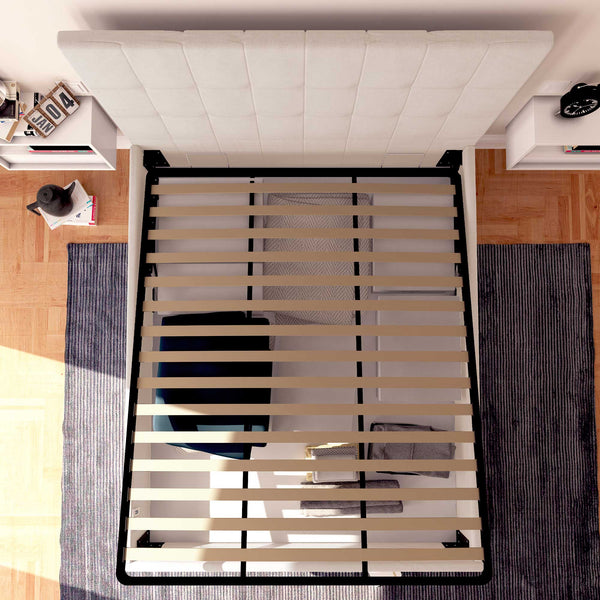 Letto contenitore singolo in tessuto grigio chiaro Baldiflex Dublino dall'alto