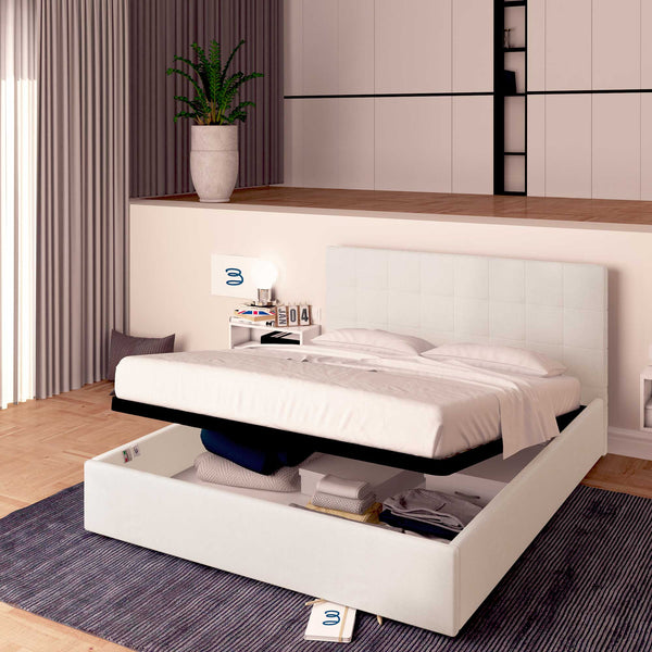 Letto contenitore singolo in tessuto grigio chiaro Baldiflex Dublino