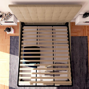 Letto contenitore singolo in tessuto grigio talpa Baldiflex Dublino dall'alto