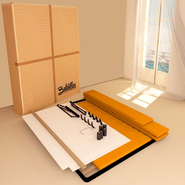 Letto contenitore singolo in tessuto mango Baldiflex Dublino cartone