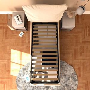 Letto contenitore singolo in tessuto sfoderabile beige Licia Soft Baldiflex dall'alto