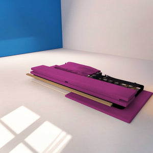 Letto contenitore singolo in tessuto sfoderabile fucsia Licia Soft Baldiflex struttura