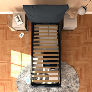 Letto contenitore singolo in tessuto sfoderabile grigio grafite Licia Soft Baldiflex dall'alto