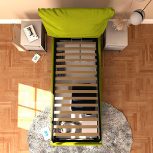 Letto contenitore singolo in tessuto sfoderabile verde Licia Soft Baldiflex dall'alto