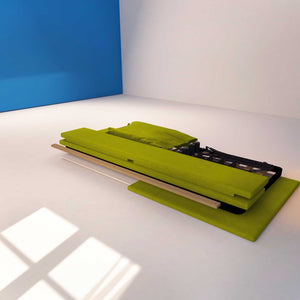 Letto contenitore singolo in tessuto sfoderabile verde Licia Soft Baldiflex struttura