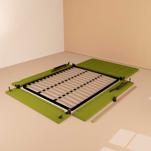 Letto contenitore singolo in tessuto verde Baldiflex Dublino struttura