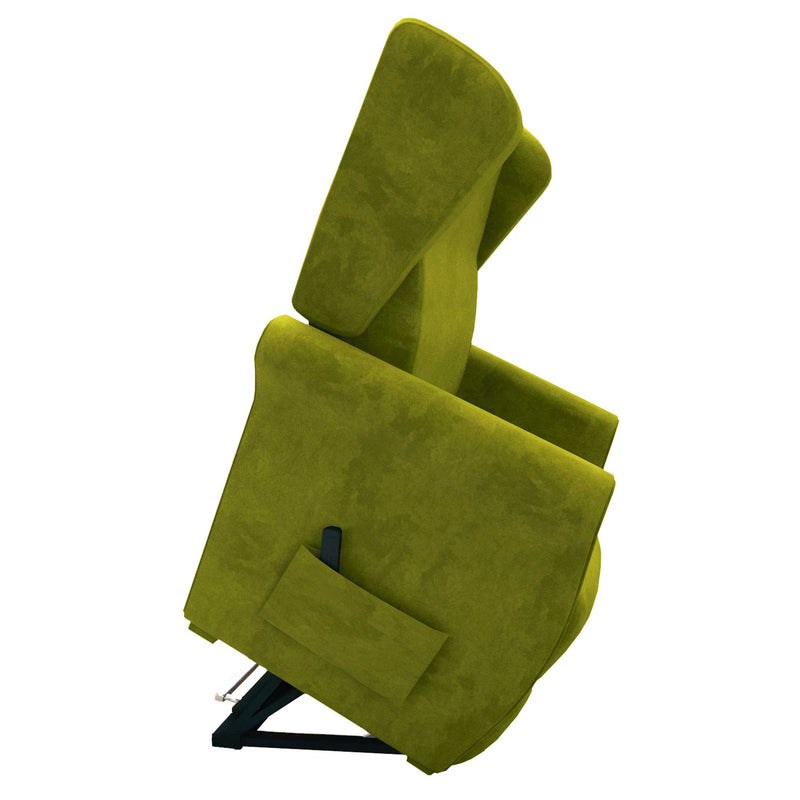 Poltrona relax reclinabile elettrica alzapersona verde Flora Baldiflex laterale reclinata