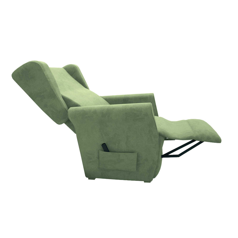 Poltrona relax reclinabile elettrica alzapersona verde menta Flora Baldiflex aperta