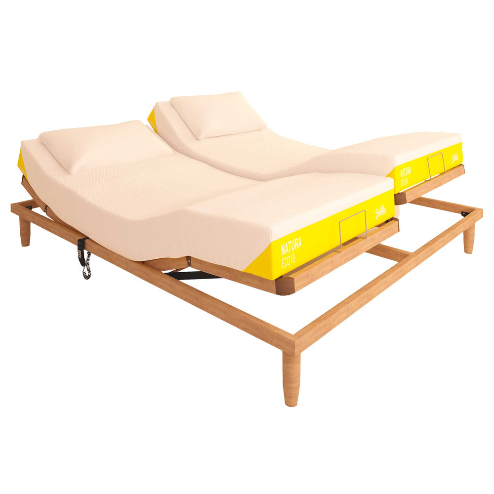 Rete ergonomica elettrica in legno Replay con materasso in lattice Baldiflex Natura Eco 18