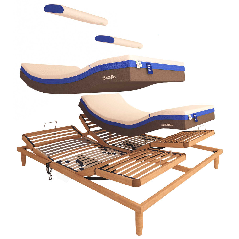 Rete ergonomica elettrica in legno con materasso in memory e 3000 molle Baldiflex Superbigbros